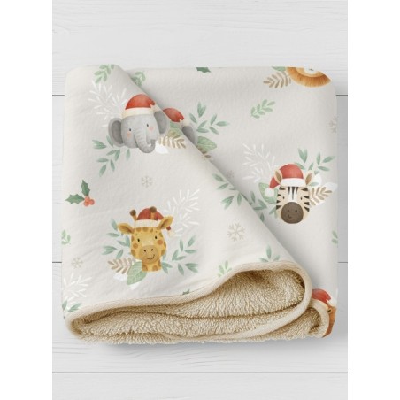 Tissu "Noel de la Savane" – Motif Animaux exotiques en fête- Certifié Oeko-Tex®