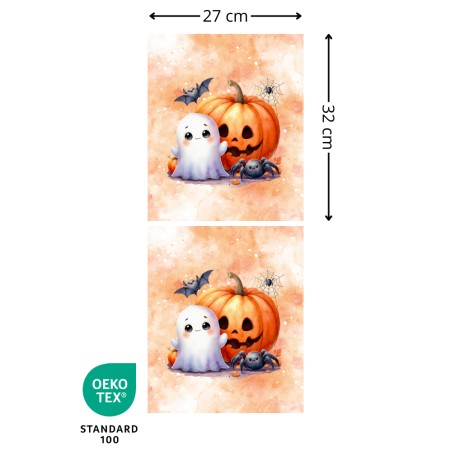Panneau Sac à Bonbon Citrouille et Fantôme D'halloween Oeko-Tex®