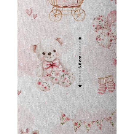 Tissu Toile De Jouy Baby Pink enfant Oeko-Tex®