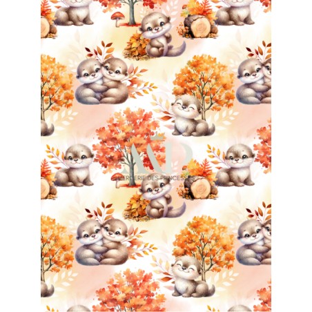 Tissu Loutres Automne enfant Oeko-Tex®