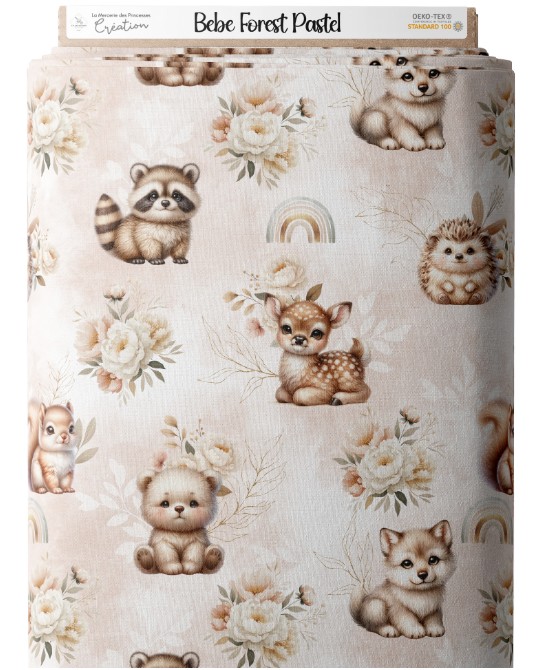 Tissu Bébé Forest Pastel...