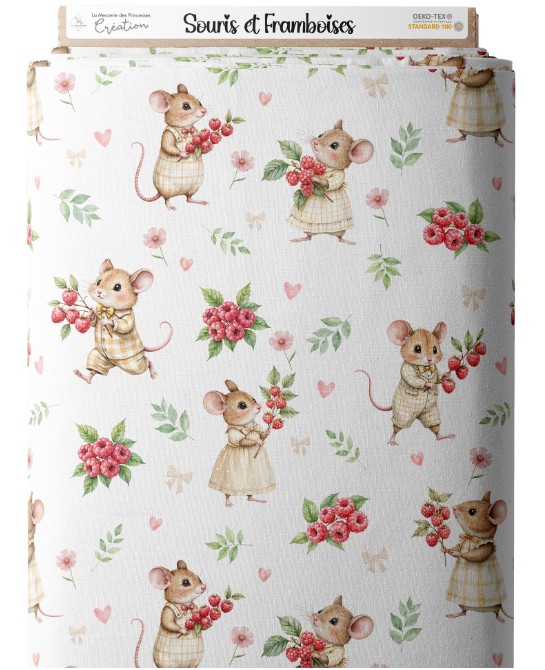 Tissu Souris et Framboises...
