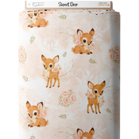 Tissu Sweet Deer motif animal de la forêt enfant Oeko-Tex®