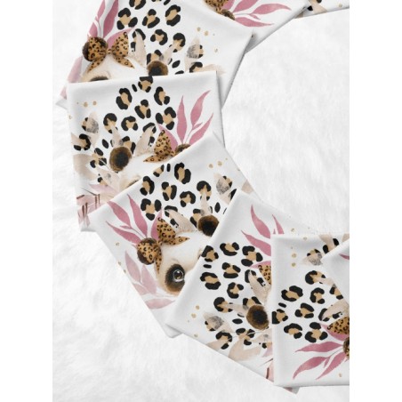 Panneau Lingettes tissu Panda Léopard – 10 lingettes lavables réutilisables bébé – coton Oeko-Tex couture facile