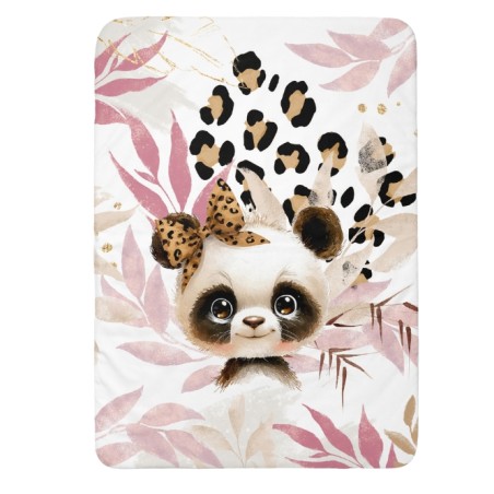 Coupon couverture Panda Léopard bébé – tissu coton Oeko-Tex – 75x100, 100x150 ou 150x200 cm – couture facile, cadeau naissance