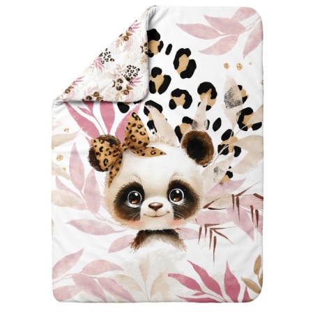 Coupon couverture Panda Léopard bébé – tissu coton Oeko-Tex – 75x100, 100x150 ou 150x200 cm – couture facile, cadeau naissance