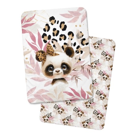 Coupon couverture Panda Léopard bébé – tissu coton Oeko-Tex – 75x100, 100x150 ou 150x200 cm – couture facile, cadeau naissance