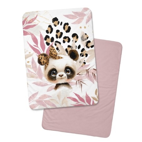 Coupon couverture Panda Léopard bébé – tissu coton Oeko-Tex – 75x100, 100x150 ou 150x200 cm – couture facile, cadeau naissance