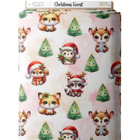 Tissu Christmas Forest motif animaux de la forêt enfant Oeko-Tex®
