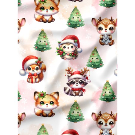 Tissu Christmas Forest motif animaux de la forêt enfant Oeko-Tex®