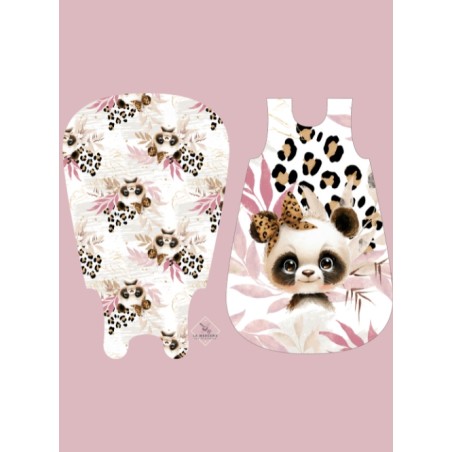 Coupon gigoteuse Panda Léopard bébé – tissu coton Oeko-Tex – 75x48 cm – kit couture facile, cadeau naissance, couture DIY