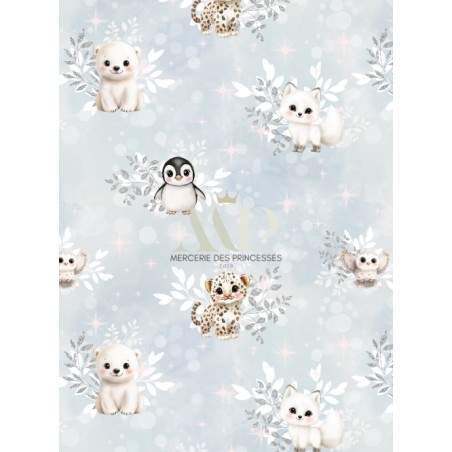 Tissu Arctics Animals motif animaux de la banquise enfant Oeko-Tex®
