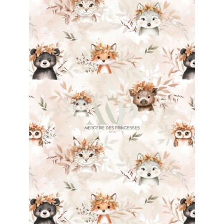 Tissu coton Animaux de la forêt d'automne enfant Oeko-Tex®
