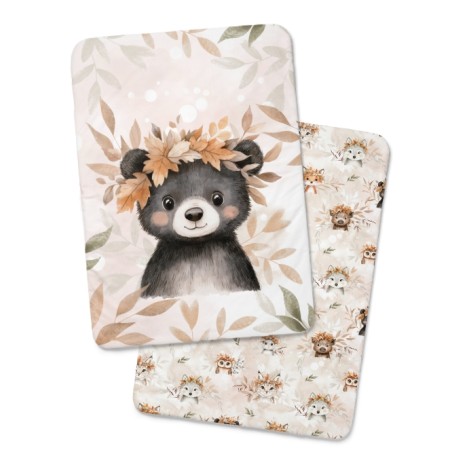 Coupon couverture Ours brun d'Automne – tissu coton Oeko-Tex – 75x100, 100x150 ou 150x200 cm – couture facile, cadeau naissance