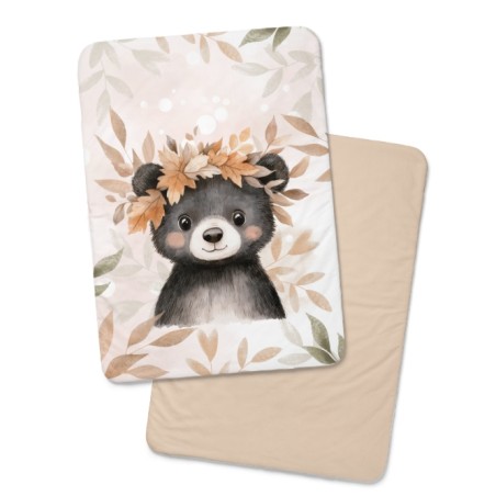 Coupon couverture Ours brun d'Automne – tissu coton Oeko-Tex – 75x100, 100x150 ou 150x200 cm – couture facile, cadeau naissance