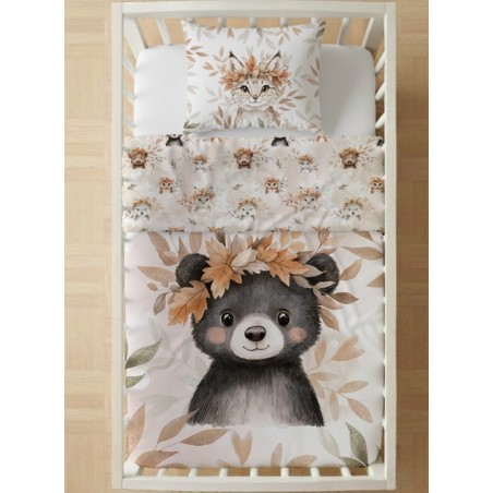 Coupon couverture Ours brun d'Automne – tissu coton Oeko-Tex – 75x100, 100x150 ou 150x200 cm – couture facile, cadeau naissance