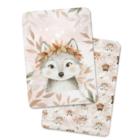 Coupon couverture Loup d'Automne – tissu coton Oeko-Tex – 75x100, 100x150 ou 150x200 cm – couture facile, cadeau naissance