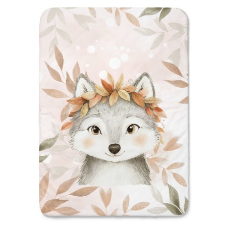 Coupon couverture Loup d'Automne – tissu coton Oeko-Tex – 75x100, 100x150 ou 150x200 cm – couture facile, cadeau naissance