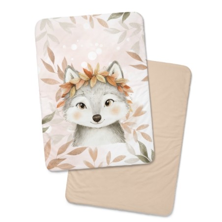 Coupon couverture Loup d'Automne – tissu coton Oeko-Tex – 75x100, 100x150 ou 150x200 cm – couture facile, cadeau naissance