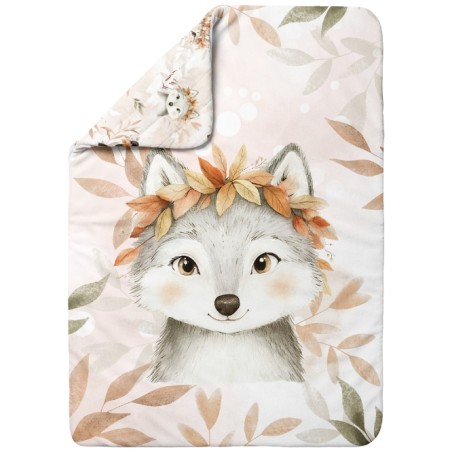 Coupon couverture Loup d'Automne – tissu coton Oeko-Tex – 75x100, 100x150 ou 150x200 cm – couture facile, cadeau naissance