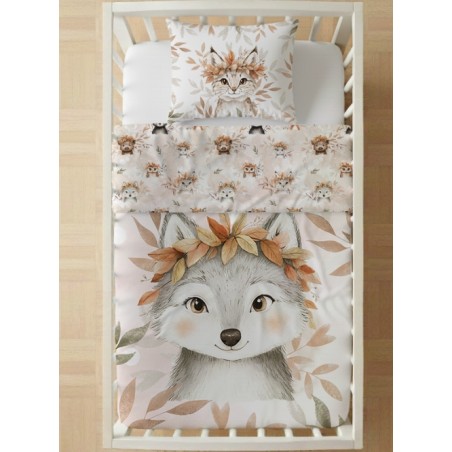 Coupon couverture Loup d'Automne – tissu coton Oeko-Tex – 75x100, 100x150 ou 150x200 cm – couture facile, cadeau naissance