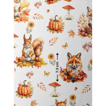 Tissu coton Renard et Ecureuil d'automne enfant Oeko-Tex®