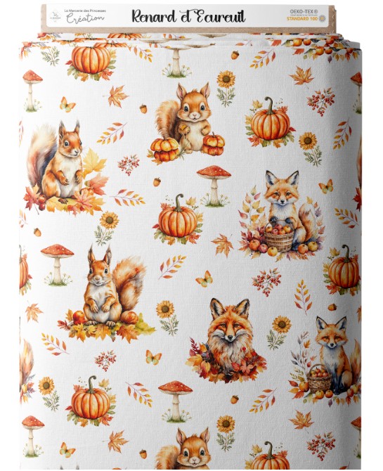 Tissu coton Renard et...