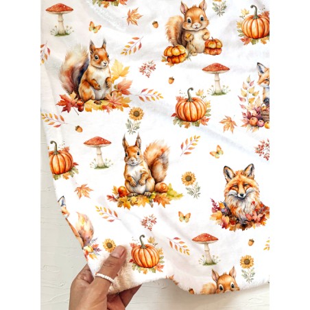Tissu coton Renard et Ecureuil d'automne enfant Oeko-Tex®