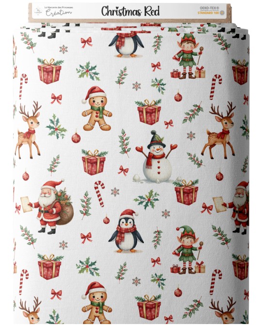 Tissu Christmas Red motif...