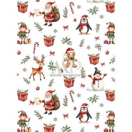 Tissu Christmas Red motif de noël enfant Oeko-Tex®