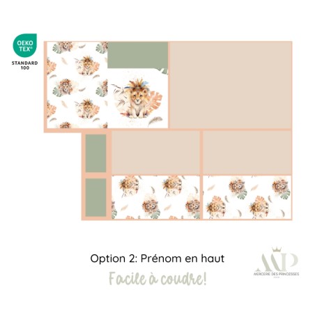 Panneau de couture Protège Carnet de Santé - Motif Lion Boho - Animaux Savane DIY - Tissu Patron pour création naissance
