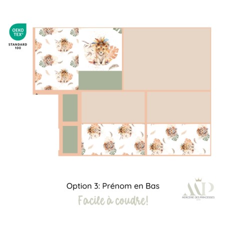 Panneau de couture Protège Carnet de Santé - Motif Lion Boho - Animaux Savane DIY - Tissu Patron pour création naissance