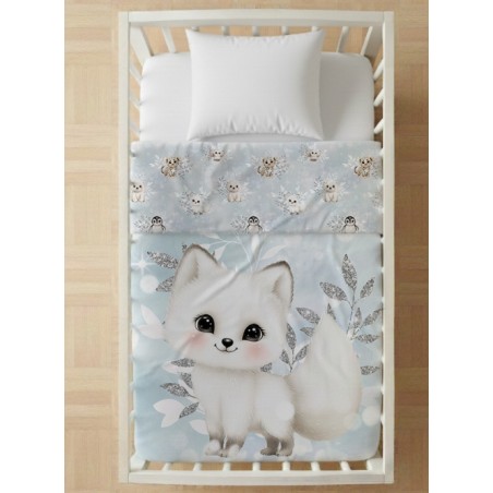 Coupon couverture Renard Arctics Animals – Oeko-Tex – 75x100, 100x150 ou 150x200 cm – couture facile, cadeau naissance