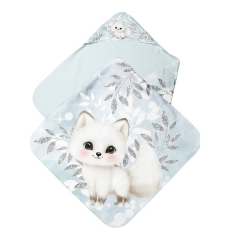 Coupon couture cape de bain Renard Arctic bébé + 8 lingettes lavables – Oeko-Tex – kit couture facile, cadeau naissance