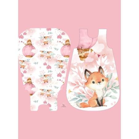 Coupon gigoteuse Lovely Fox Rose bébé – tissu coton Oeko-Tex – kit couture facile, cadeau naissance, couture DIY