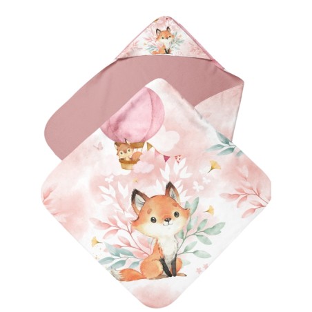 Coupon cape de bain Lovely Fox rose+ 8 lingettes lavables – Oeko-Tex – kit couture facile, cadeau naissance