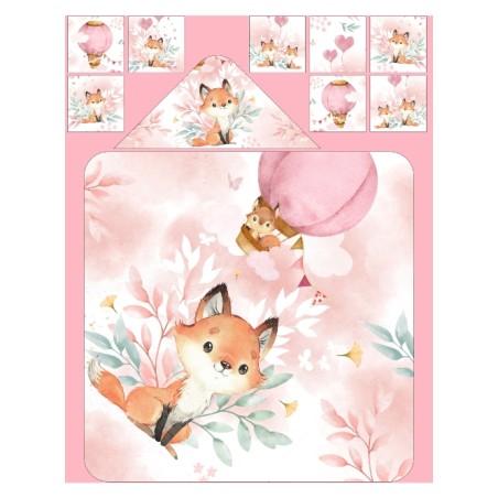Coupon cape de bain Lovely Fox rose+ 8 lingettes lavables – Oeko-Tex – kit couture facile, cadeau naissance