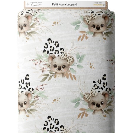 Tissu "Petit Koala Léopard" Oeko-Tex®