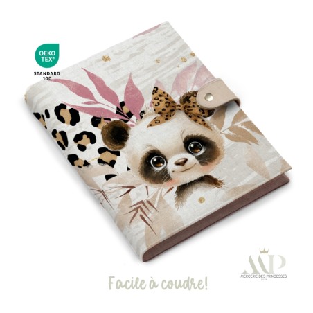 Panneau de couture Protège Carnet de Santé - Motif Panda Leopard - Animaux Savane DIY - Tissu Patron pour création naissance