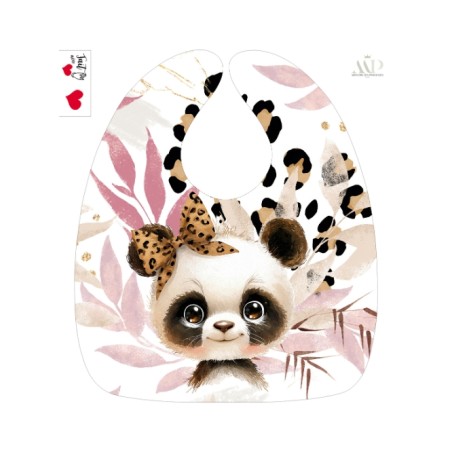 Panneau Bavoir Bébé Panda leopard – pour Bavoir Bébé 3 à 12 mois – Tissu coton Oeko-Tex® a réaliser soi-même