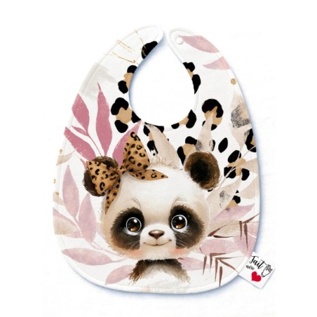 Panneau Bavoir Bébé Panda leopard – pour Bavoir Bébé 3 à 12 mois – Tissu coton Oeko-Tex® a réaliser soi-même