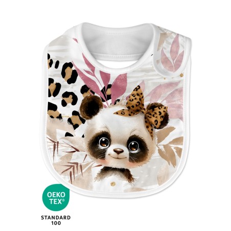 Bavoir Panda Léopard coton imprimé à réaliser soi-même  - Certifié Oeko-Tex®