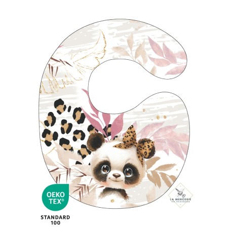 Bavoir Panda Léopard coton imprimé à réaliser soi-même  - Certifié Oeko-Tex®
