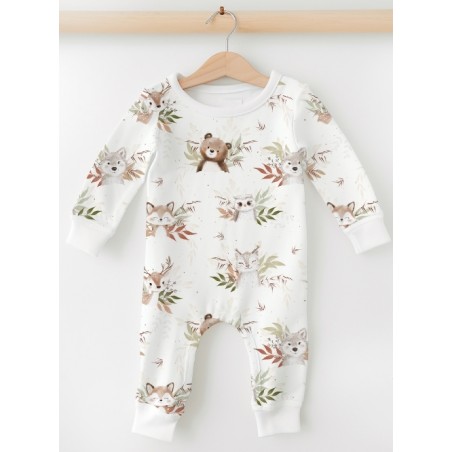 Tissu coton La Forêt – Motif aquarelle renard, faon, hibou, ours – Style nature et bohème