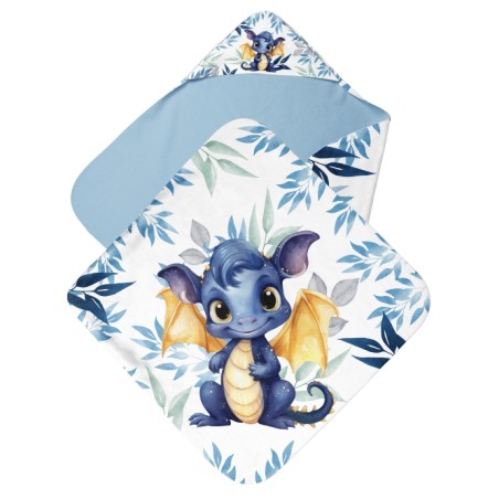 Coupon cape de bain Bébés Dragon Bleu + 8 lingettes lavables – Oeko-Tex – kit couture facile, cadeau naissance