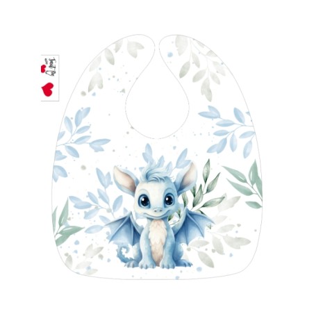 Panneau Bavoir Dragon Bleu et Vert – pour Bavoir Bébé 3 à 12 mois – Tissu coton Oeko-Tex® a réaliser soi-même