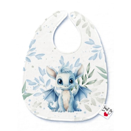Panneau Bavoir Dragon Bleu et Vert – pour Bavoir Bébé 3 à 12 mois – Tissu coton Oeko-Tex® a réaliser soi-même