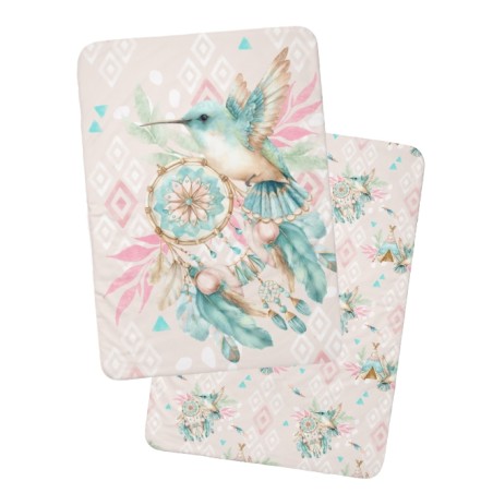 Coupon couverture Petit Colibri Boho – Oeko-Tex – 75x100, 100x150 ou 150x200 cm – couture facile, cadeau naissance