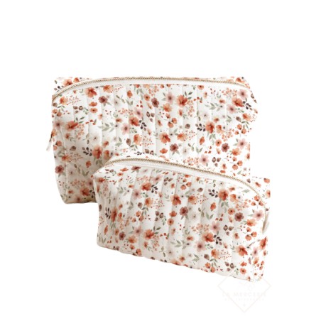 Panneau de tissu – Duo de trousses de toilette “Fleurs d’Automne” – coton Oeko-tex® 153g/m²