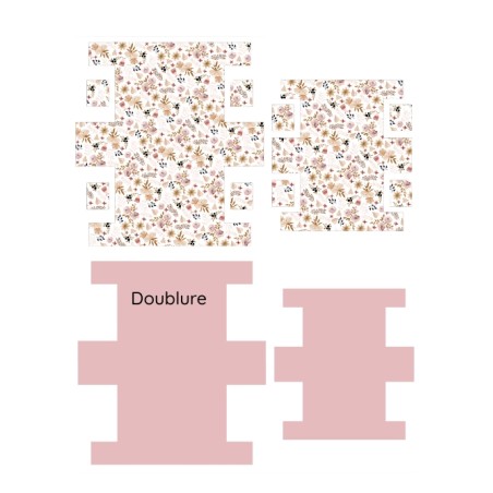 Panneau de tissu – Duo de trousses de toilette “Fleurs Sauvage Rose” – coton Oeko-tex® 153g/m²